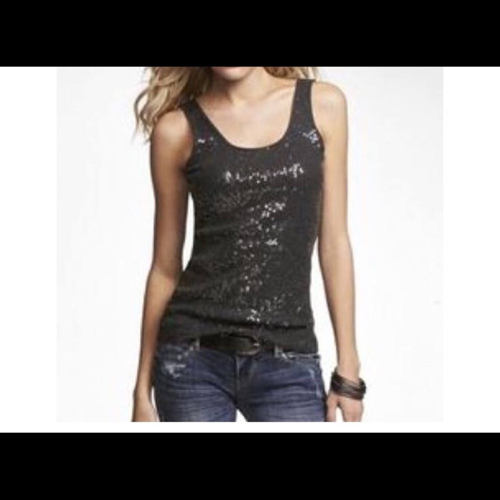 Express sequin black top size medium
